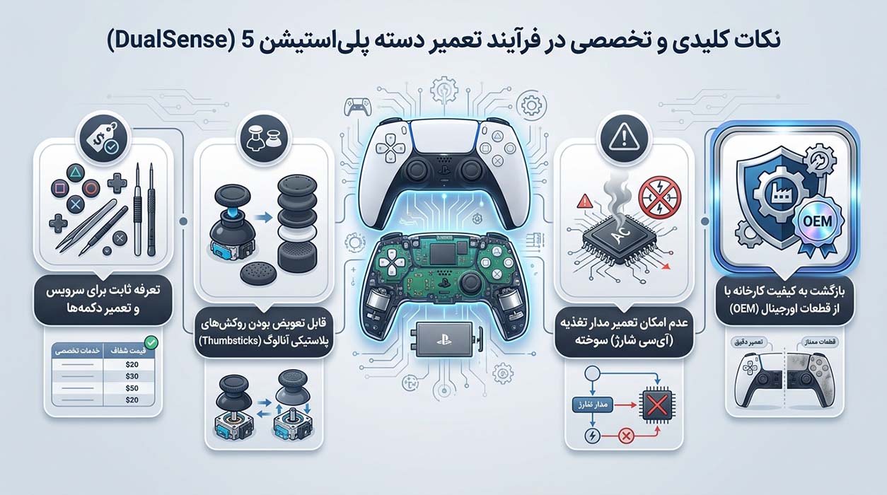 نکات مهم در تعمیر دسته PS5 در مجموعه دیجی آنلاین ۲۴